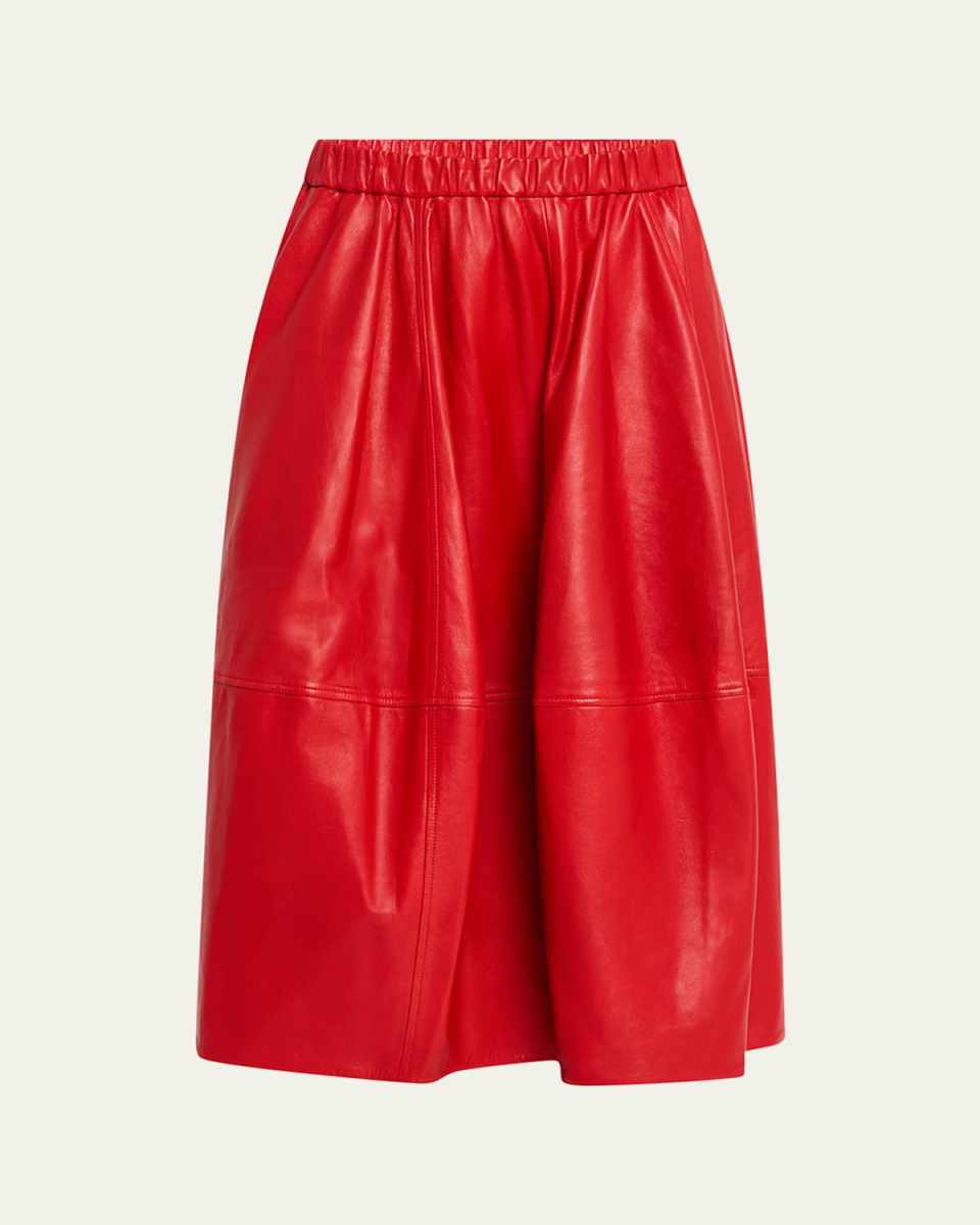 Leather Midi Bubble Skirt